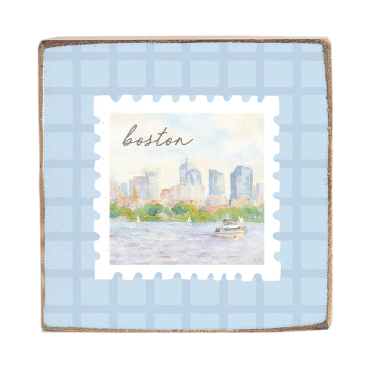 Boston City Stamp Square Block Sign