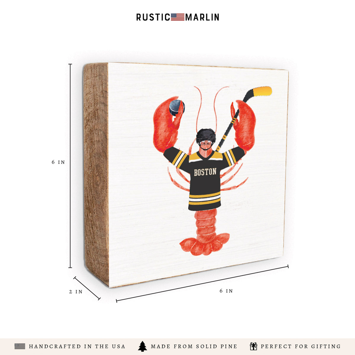 Boston Hockey Lobster Block Sign