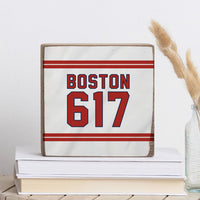 Boston 617 Red White Square Block Sign