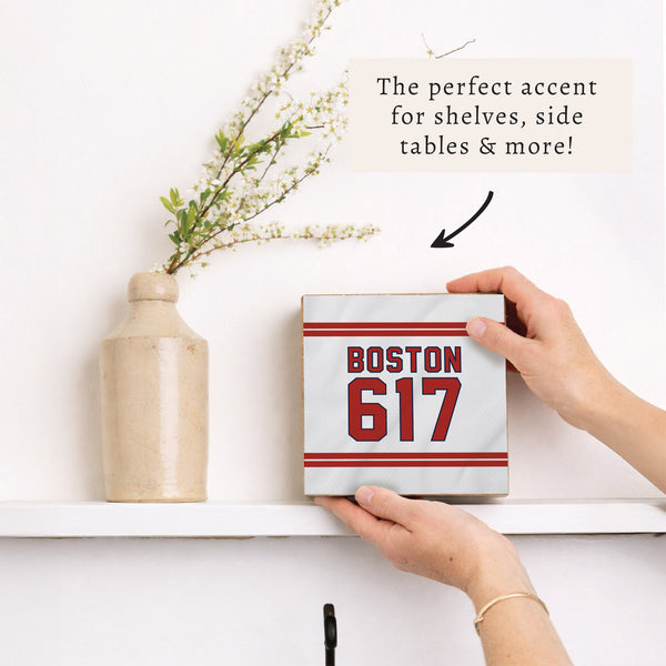 Boston 617 Red White Block Sign