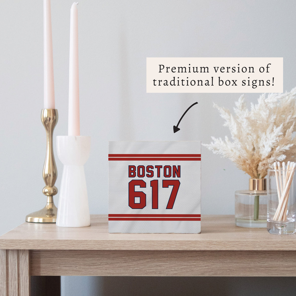 Boston 617 Red White Block Sign