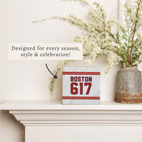 Boston 617 Red White Block Sign