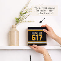 Boston 617 Black Gold Block Sign