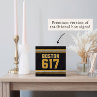 Boston 617 Black Gold Block Sign