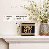 Boston 617 Black Gold Block Sign