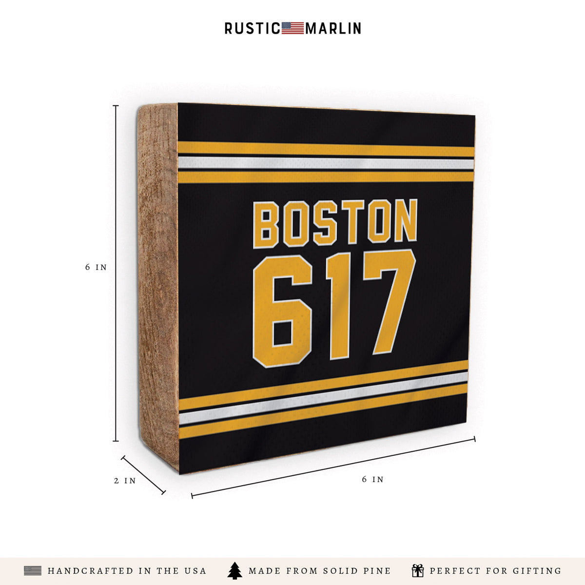Boston 617 Black Gold Block Sign