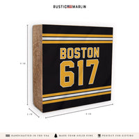 Boston 617 Black Gold Block Sign