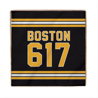 Boston 617 Black Gold Square Block Sign