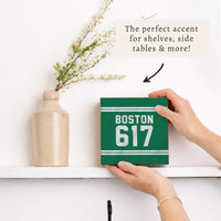 Boston 617 Green White Block Sign