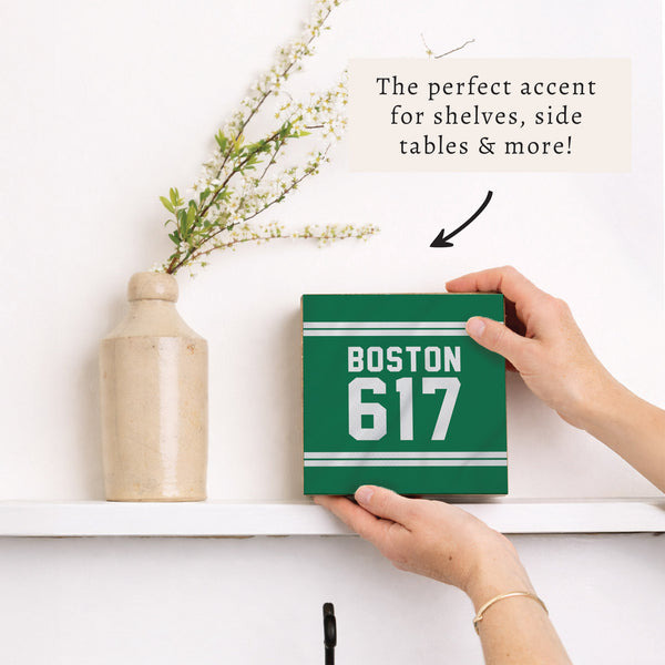 Boston 617 Green White Block Sign