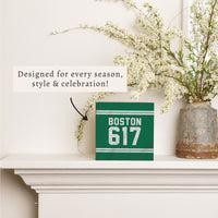 Boston 617 Green White Block Sign