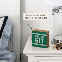 Boston 617 Green White Block Sign