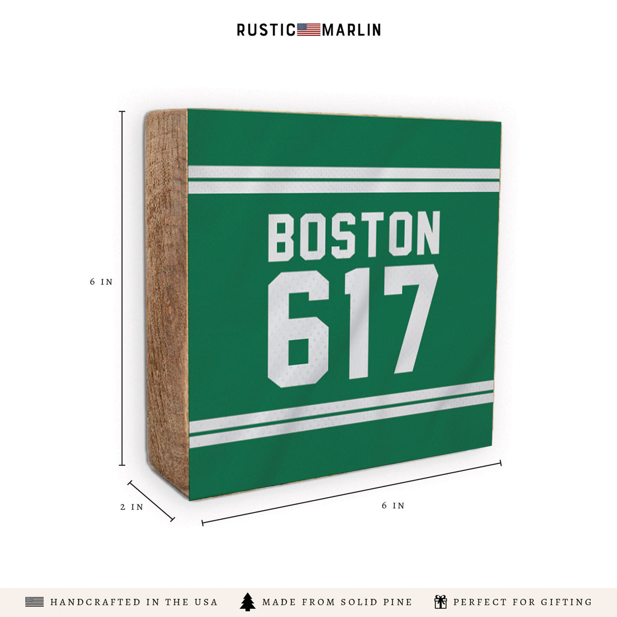 Boston 617 Green White Block Sign