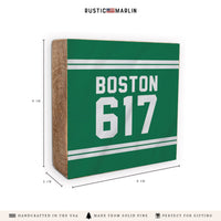 Boston 617 Green White Block Sign