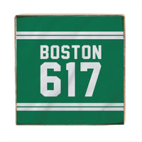 Boston 617 Green White Square Block Sign