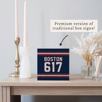 Boston 617 Blue Red Block Sign