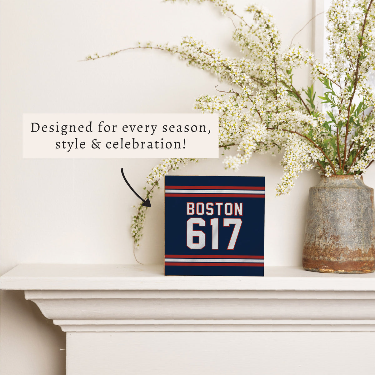 Boston 617 Blue Red Block Sign