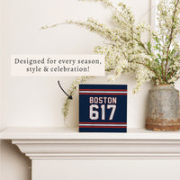 Boston 617 Blue Red Block Sign
