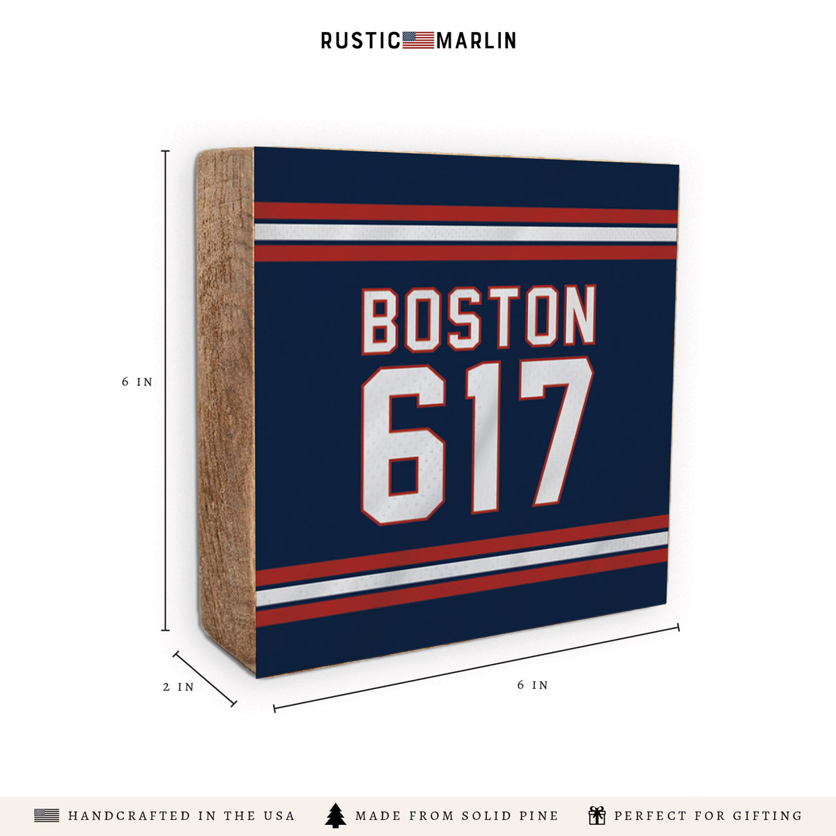 Boston 617 Blue Red Block Sign