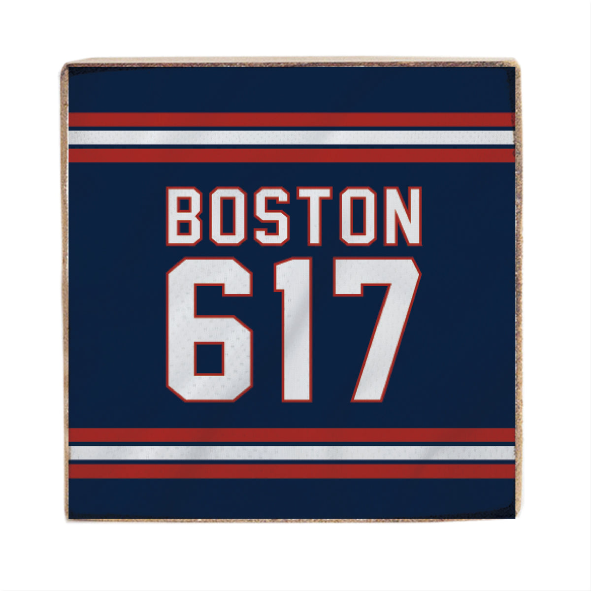 Boston 617 Blue Red Square Block Sign