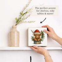 Christmas Highland Cow Block Sign