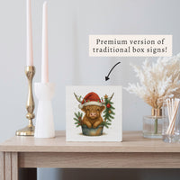 Christmas Highland Cow Block Sign