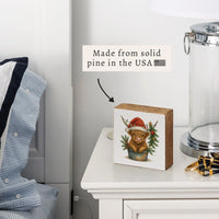 Christmas Highland Cow Block Sign