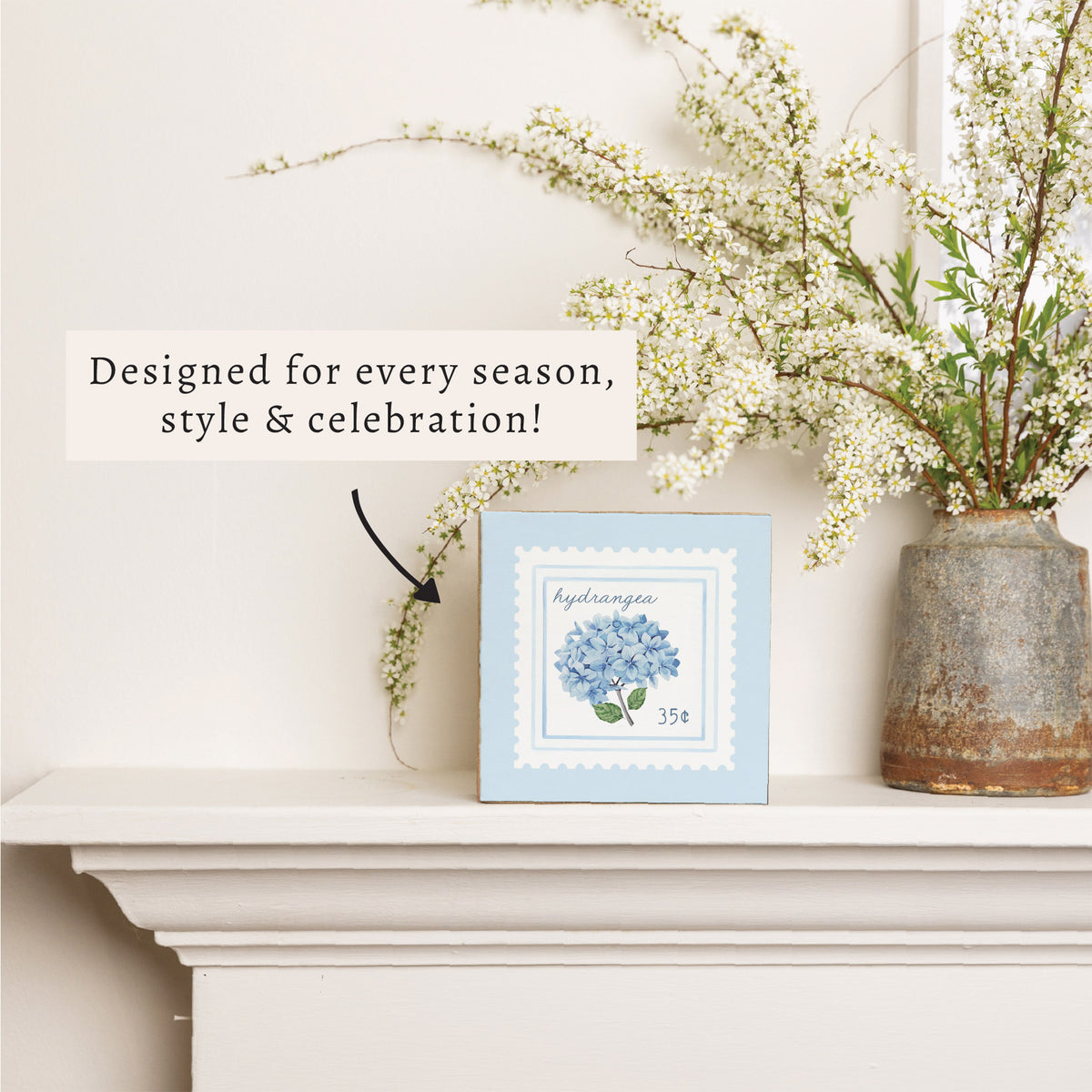 Hydrangea Stamp Block Sign
