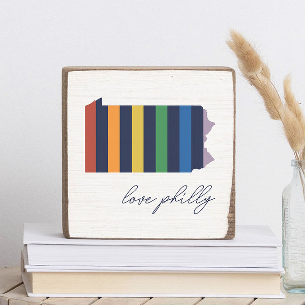 Philly Love Rainbow Block Sign