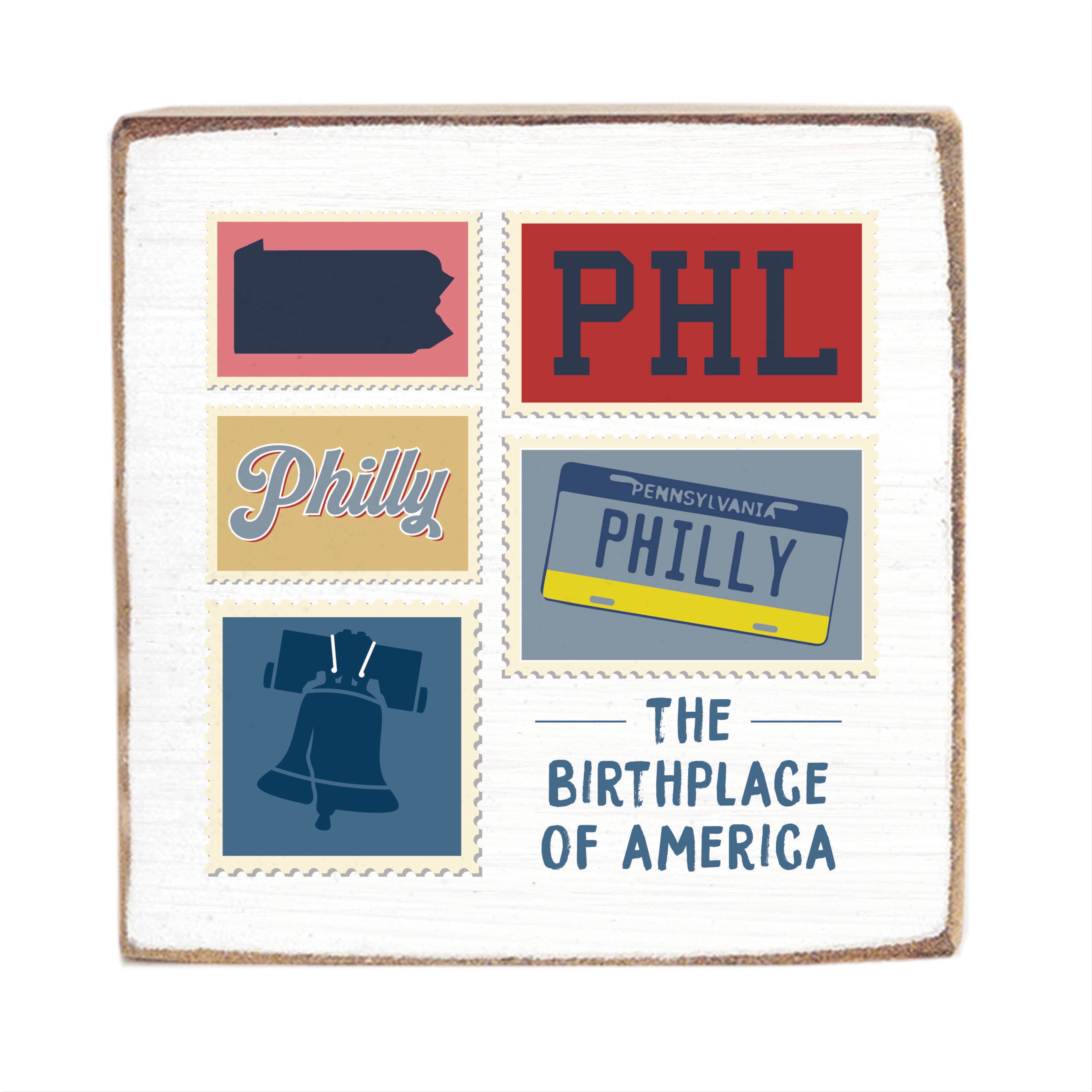 Philly Stamps Birthplace Block Sign – Rustic Marlin
