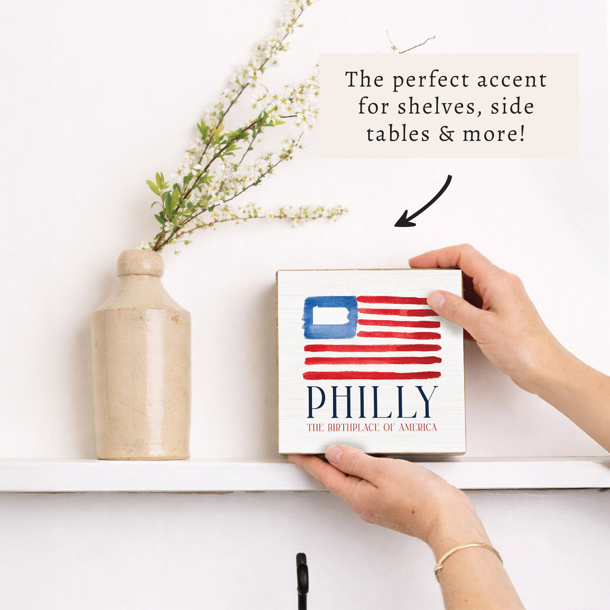 American Flag Philly Birthplace Block Sign