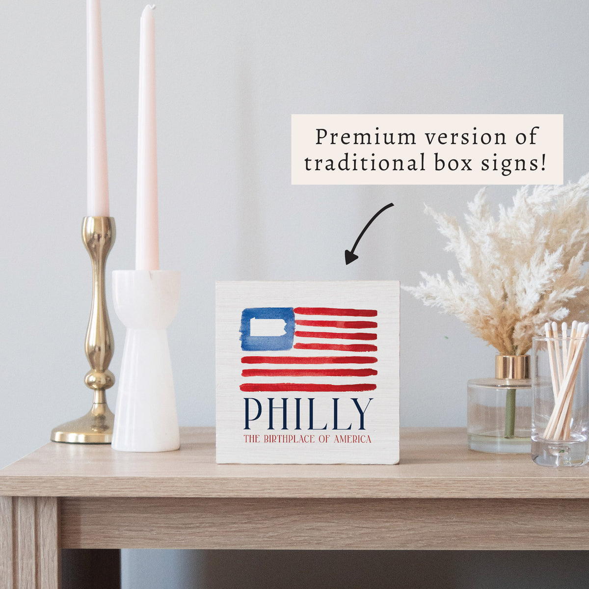 American Flag Philly Birthplace Block Sign
