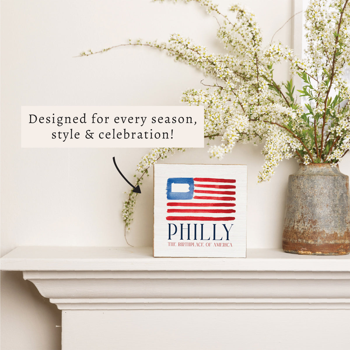 American Flag Philly Birthplace Block Sign