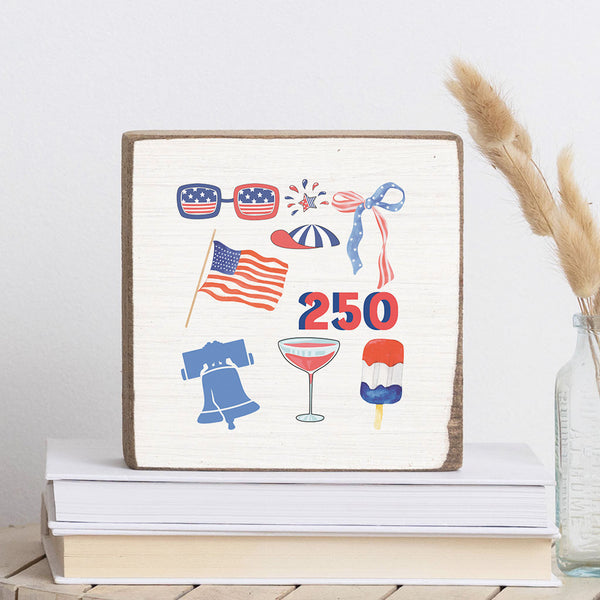 Philly America 250 Icons Block Sign