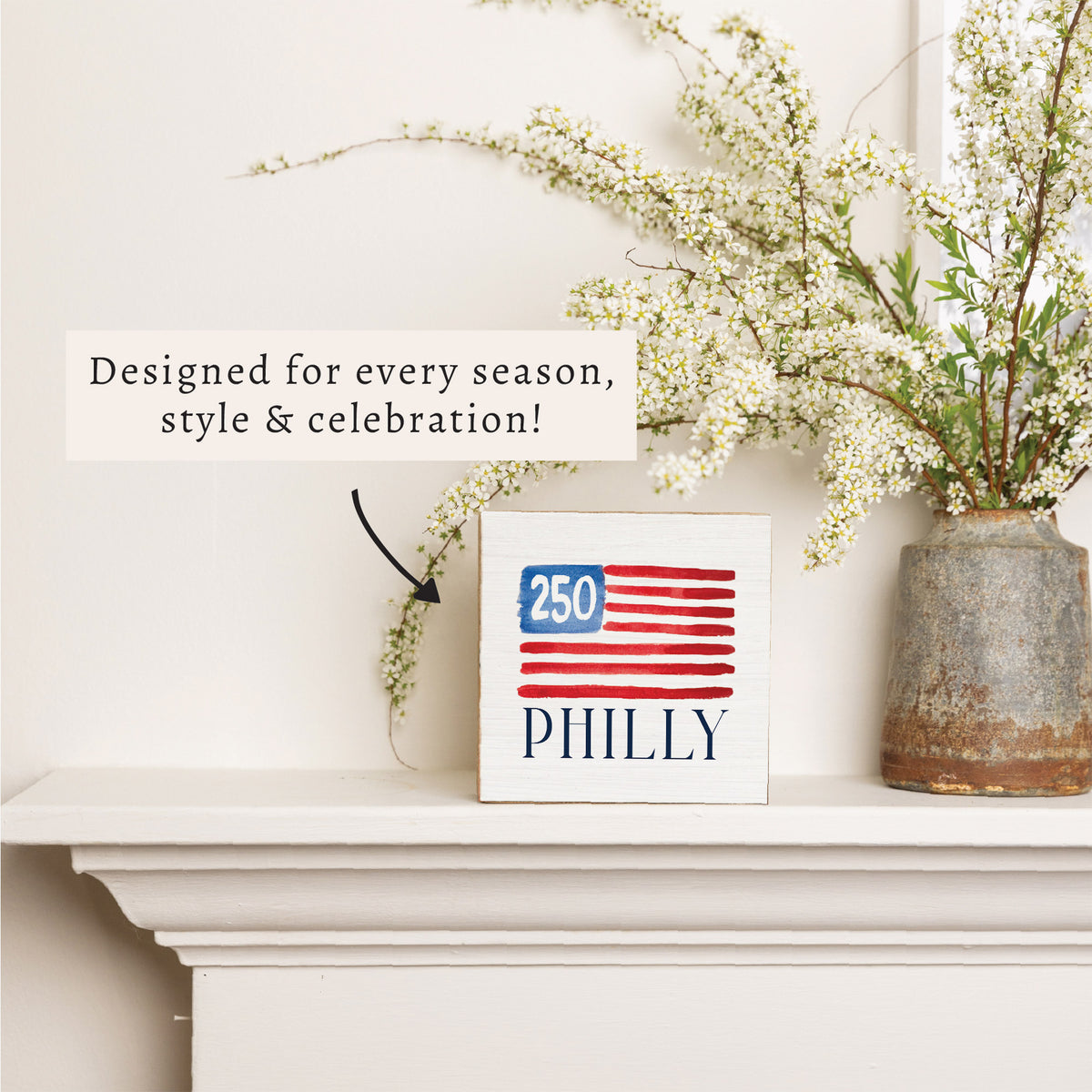 Philly America 250 Flag Block Sign