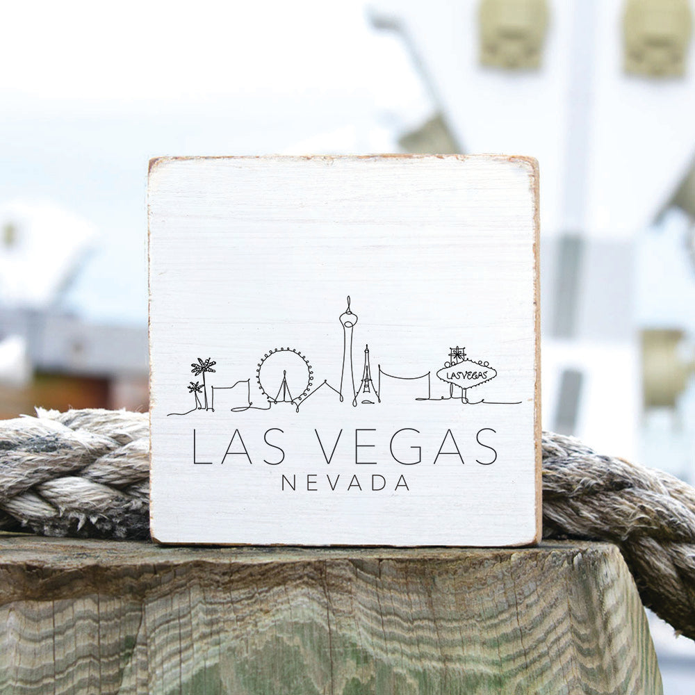Las Vegas Skyline Sketch Block Sign