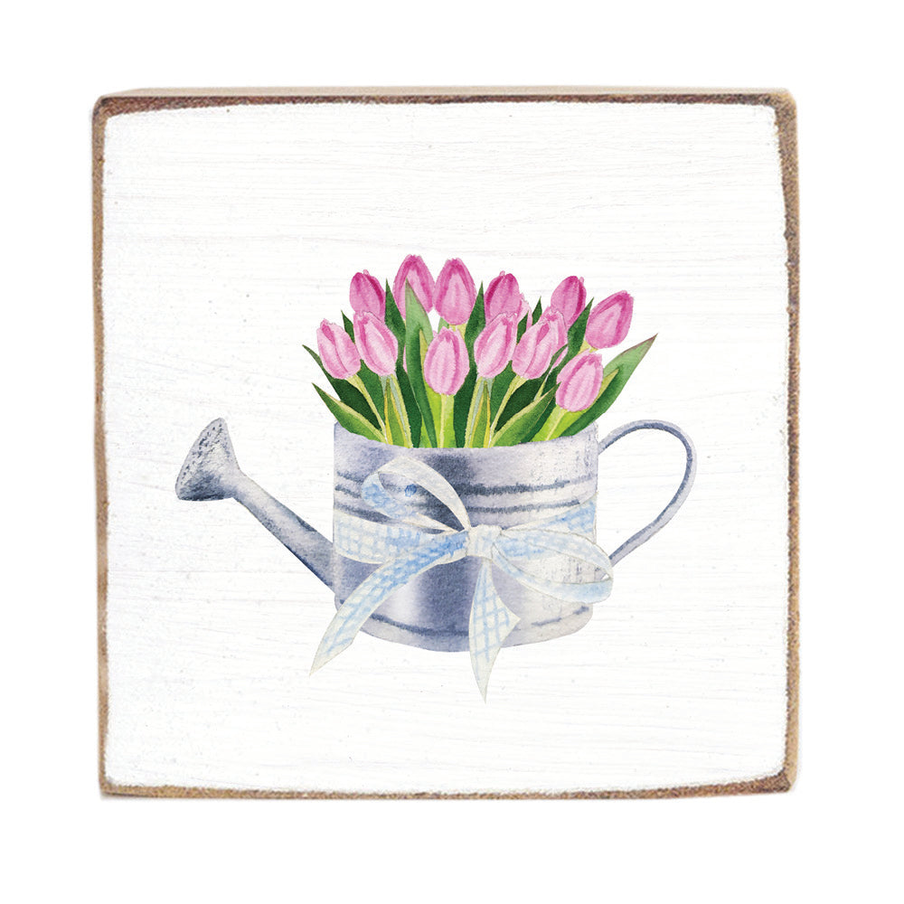 Tulip Watering Can Block Sign