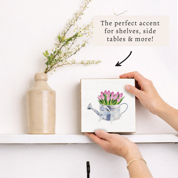 Tulip Watering Can Block Sign