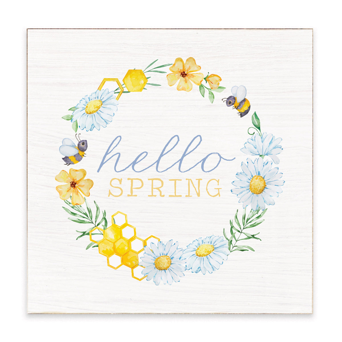 Hello Spring Wreath Block Sign