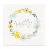 Hello Spring Wreath Block Sign