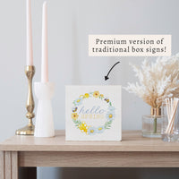 Hello Spring Wreath Block Sign