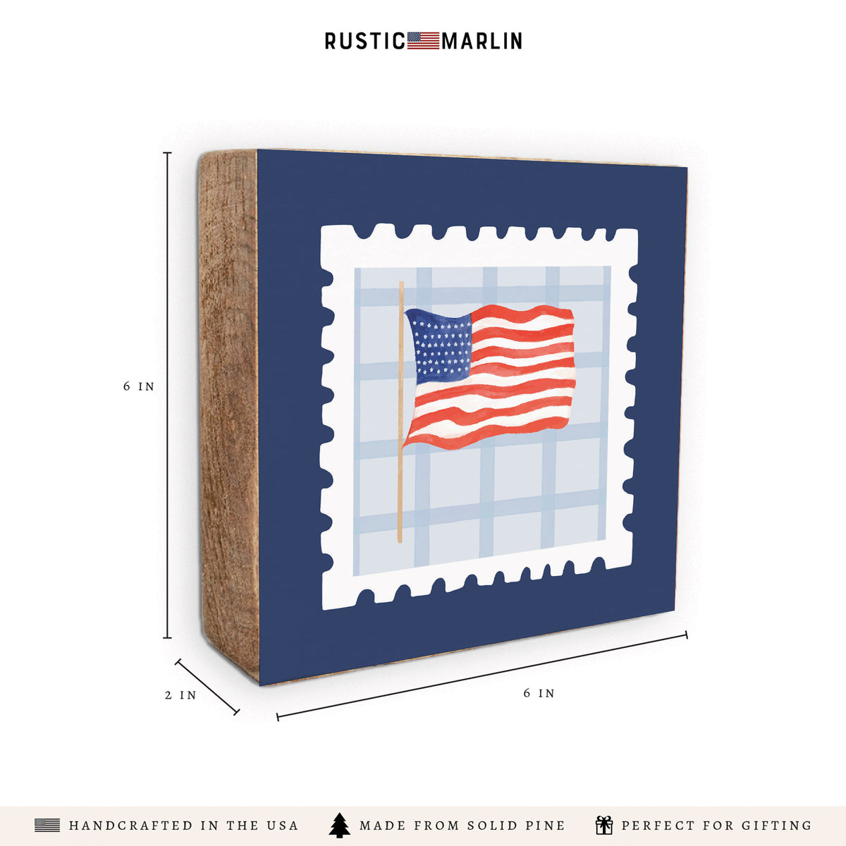 American Flag Stamp Block Sign