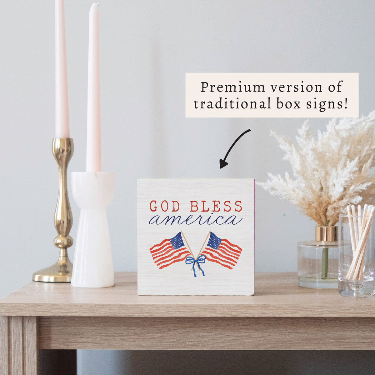 God Bless America Block Sign
