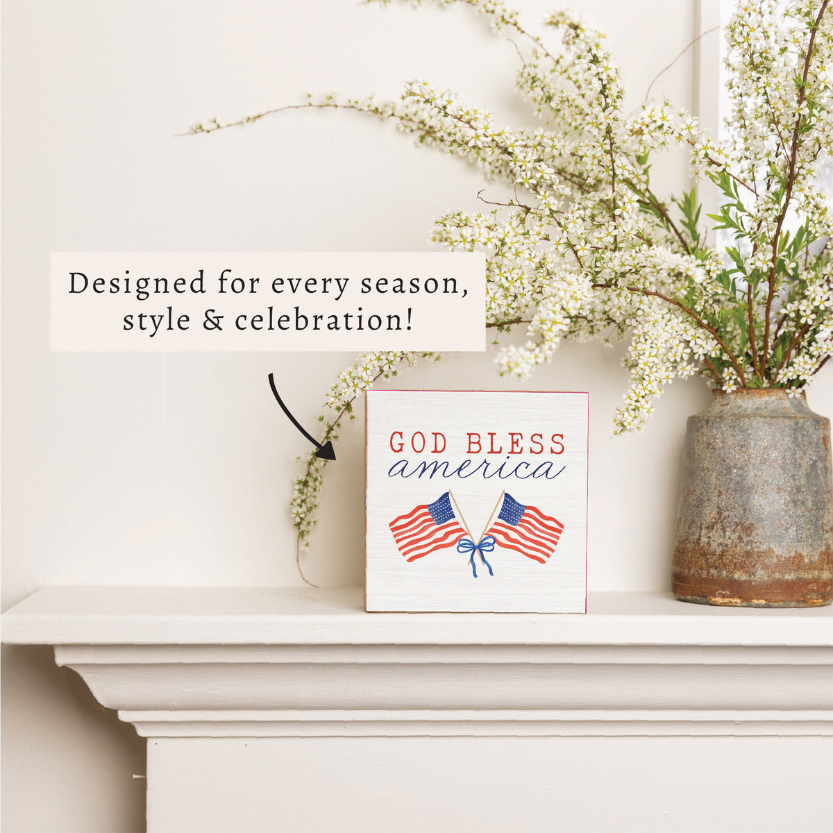 God Bless America Block Sign