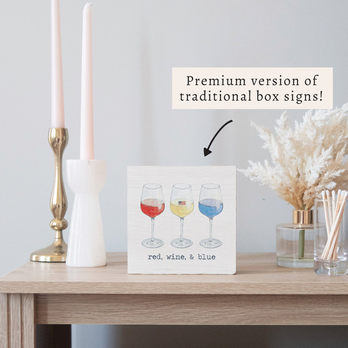 Red Wine And Blue Block Sign