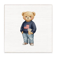 Teddy Bear American Iced Coffee Block Sign