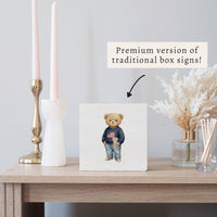 Teddy Bear American Iced Coffee Block Sign