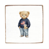 Teddy Bear American Iced Coffee Block Sign