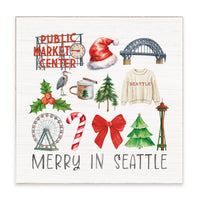 Merry In Seattle Icons Block Sign