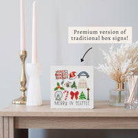 Merry In Seattle Icons Block Sign